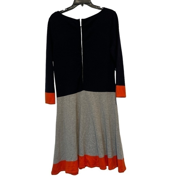 Eliza J Navy Blue Gray Orange Knit Pleated Knit Sweater Dress Size Small - Picture 3 of 7